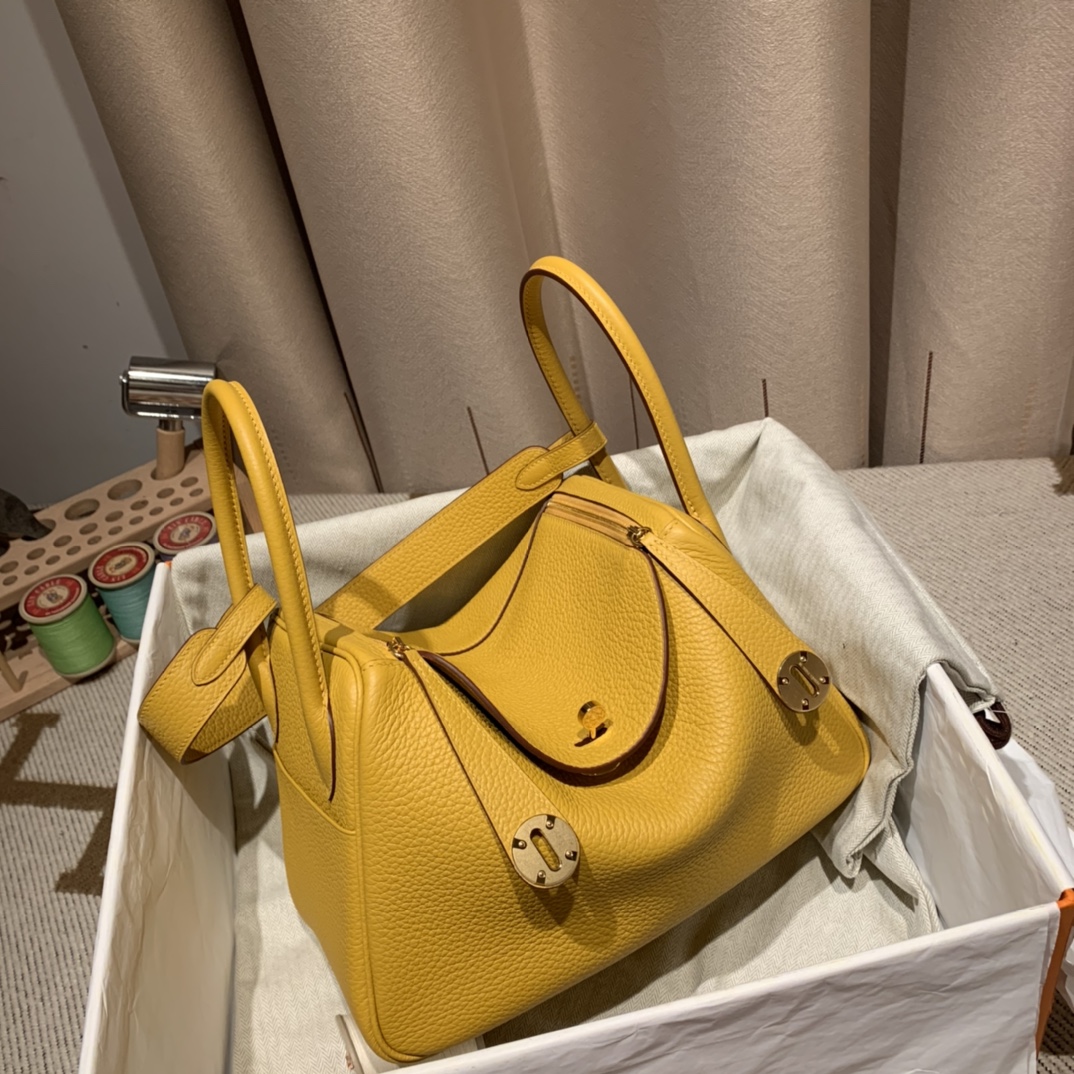 에르메스 린디백26 앰버 옐로우 금장 끌레망스 가죽